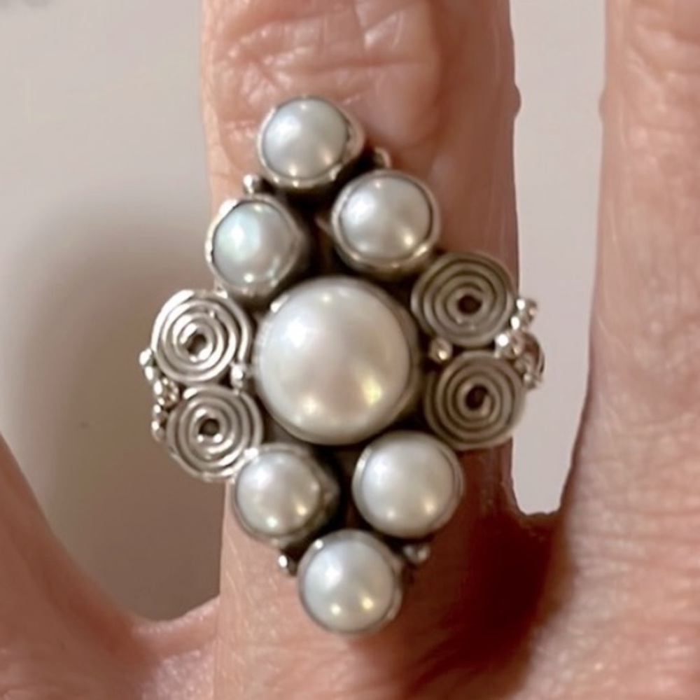 Vintage Sterling Silver Real
Pearl Ring